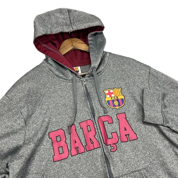 FCB Other - FC Barcelona Full Zip Hoodie XL Mens Soccer Futbol Club Barca Spain Heather Gray